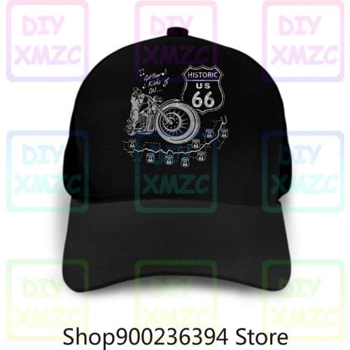 Route 66 Historic Baseball Cap Highway Legend Biker Men Hats