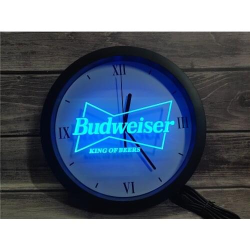 0E009 Budweiser King Beer Bar Pub Club APP RGB 5050 LED Neon Light Signs Wall Clock