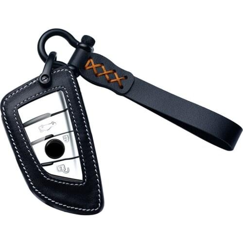 Car Genuine Leather Car Key Case Coverfor BMW X1 X5 X6 F15 F16 F48 BMW 1 / 2 Series Plating Remote Controller Key Bag Holder