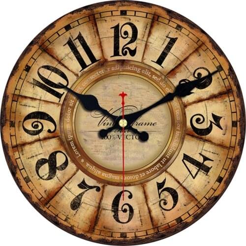 Wooden Decorative Round Wall Clock Quality Quartz Battery Operated Wall Clocks Vintage Country Home Decor Round Wall Clock