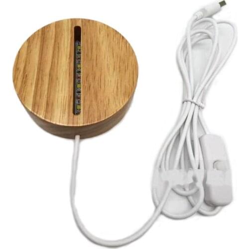 Handmade Resin Art Wood LED Light Dispaly Base Crystal Glass Resin Art Ornament Wooden Night Lighted Base Stand Crafts