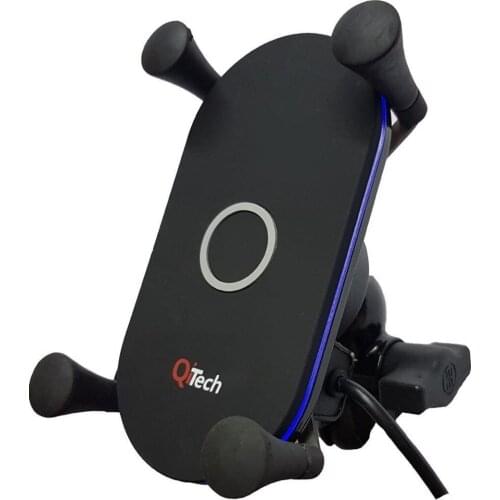 QiTech Charger Phone holder Mobile Phone Holder Wireless automatic charging holder For Motorcycle and scooters