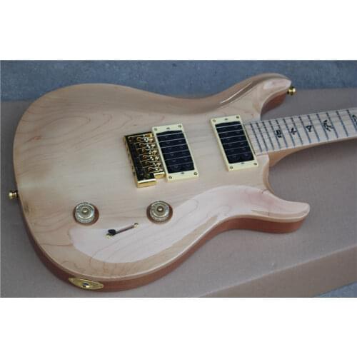 Free shipping custom 6 string wood guitar,Carving raised maple Solid wood mahogany body,HH pickups,gold bridge