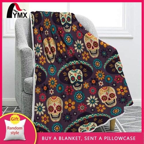 FYMX Skull Pattern Flannel Blanket Trendy Luxurious And Romantic Blankets Bedding Soft Warm On The Bed Sofa