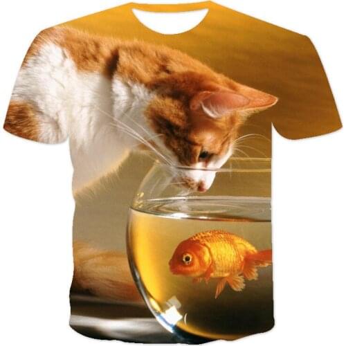 2021 Summer 3D printing Kawaii Cat Men And Women Selling O-Neck T-Shirt Casual Short Sleeve Selling Street Oversized T-Shirt