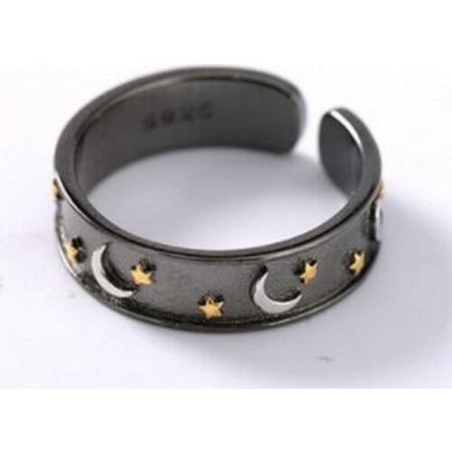 Top 100% real S925 Silver Ring Woman Moon Star for Woman Rings Korean Original Simple new 925 Silver Rings