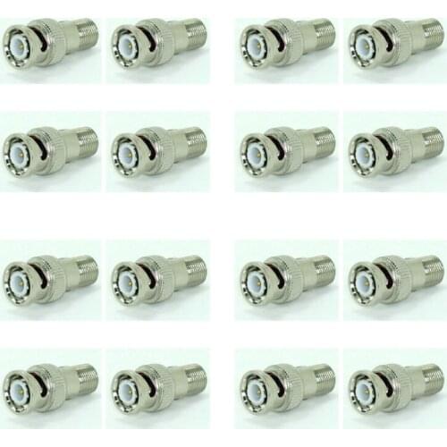 20pcs/lot BNC Male to F Female Connector BNC Plug to F Type Female Jack Socket Adapter RF Coaxial Connector for CCTV Camera