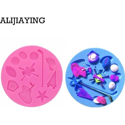 M0096 Silicone Fondant Cake Mold, Jelly, Chocolate, Candy, Golf Sport Series Shape For Cake Decorating tools