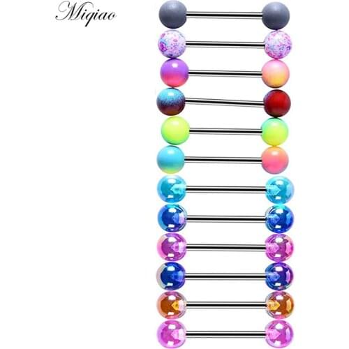 Miqiao 12pcs Explosive New Product Frosted Ball Steel Rod Milk Nail Set Exquisite Body Piercing Jewelry