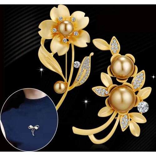 Fashion Pearl Rhinestone Brooch High-Quality Alloy Womens Elegant Clothing Shawl Scarf Buckle Pins Personality Brooch Jewelry