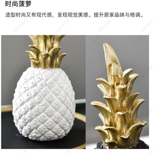 Desktop Decor, Pineapple Shape Resin Ornament Decorative Artware for Sitting Room Office, Golden/Black/White/Yellow