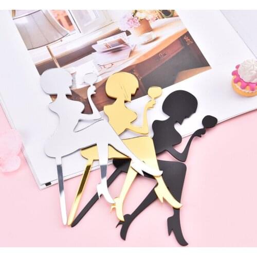 New High Heels Lady Happy Birthday Acrylic Cake Topper Wedding Girls Cake Toppers for Birthday Party Cake Decorations 15*8.5cm