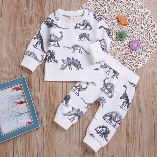 Newborn Baby Boys Girls Clothes Cotton Long Sleeve Dinosaur Tops +Pants Set Infant Baby Fall Outfits Tracksuit Baby clothing