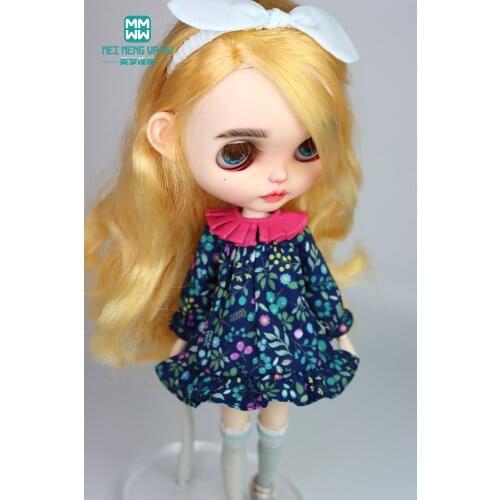 Fits Blyth Azone OB23 OB24 1/6 doll accessories Fashion print dress Girls gift