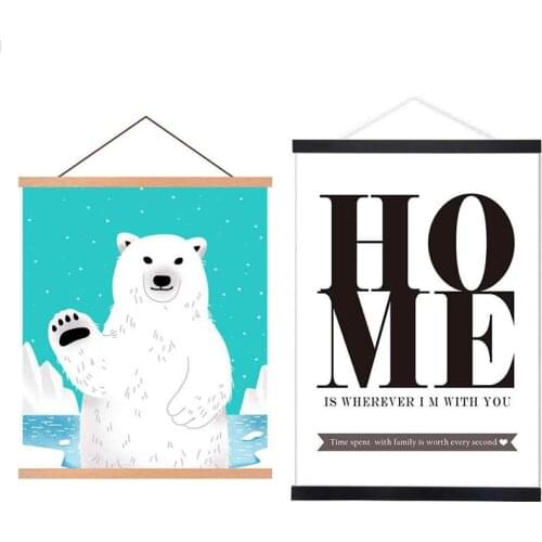 Solid wood hanging scrolls magnetic Light Wood Frame Hanger for Photo Picutre Canvas Art print Wall Hanging Poster Frame 21-80cm