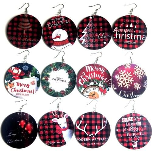 Roform Christmas series 6cm Good Quality Round Wood Earrings Fashion African style Earings for women Pendant 2020 novelty