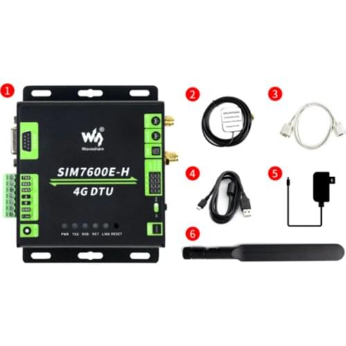 SIM7600E-H 4G LTE Industrial Grade DTU, RS232/485/TTL to 4G LTE, GNSS, for China,Europe,the Middle East,Africa,Korea Tailand