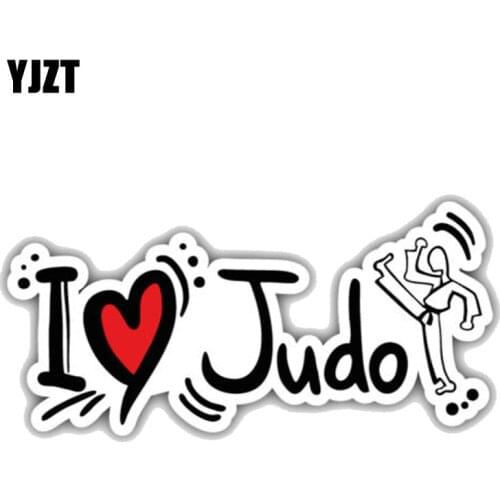 YJZT 12.7CM*5.8CM Cartoon I Love Judo Window Decoration PVC Car Sticker 11-00310