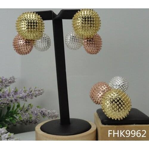 Yuminglai FHK9962 Russian Elegant Classic Design Trendy2pcs Luxury Jewelry Sets Earrings & Ring Dubai Jewelry Sets