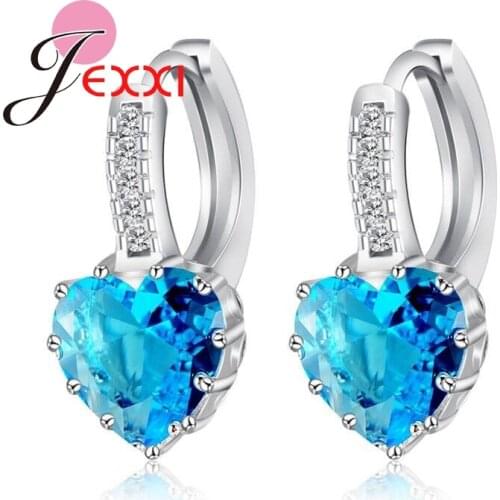 Hot Sale 925 Sterling Silver Women Wedding Bridal Jewelry Romantic Sweet Heart Earrings for Female Trendy Ear Bijoux