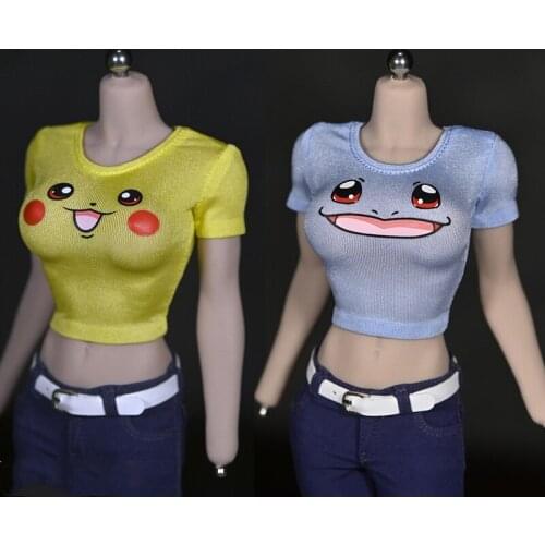 1/6 Scale Female Figure Costume Clothes Model Tight Short-Sleeved T-Shirt for 12 Inches Action Figure Body Doll DIY Accessories