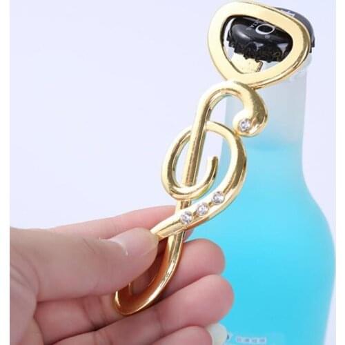 Gold Music Note Beer bottle opener With Shinning diamond for Wedding party gift favor F20173471