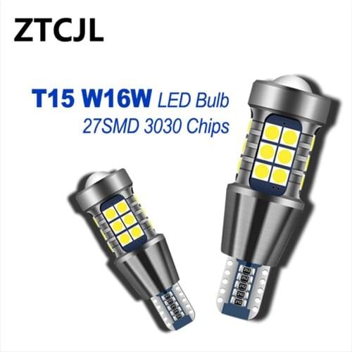 ZTCJL 2x Signal Lamp W16W LED T15 921 912 Bulb Super Bright 3030 27SMD T15 Led Canbus Auto Backup Reserve Lights Tail Lamp 12V