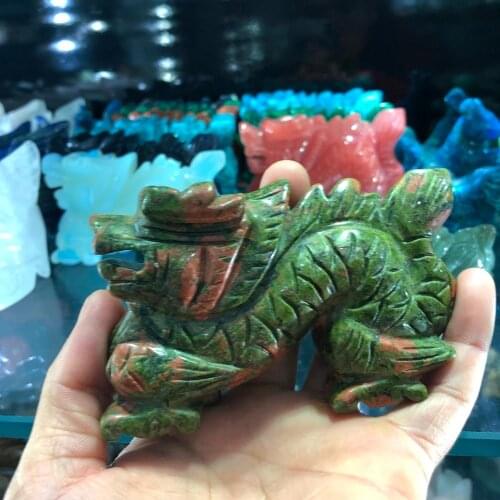 1pcs Natural red and green treasure hand-carved crystal healing reiki home decoration stone crystal craft