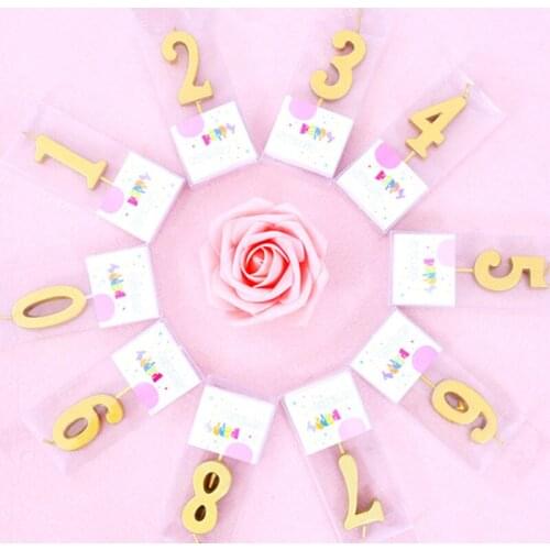 1pc number "0-9" golden number candle letter birthday candle gold plated cake with creative decorative candle