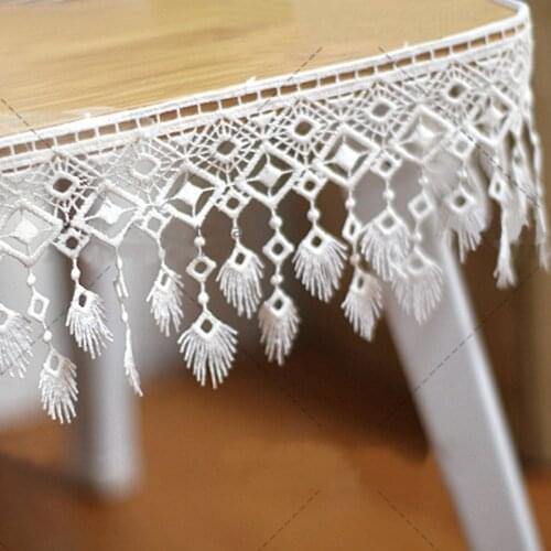 1Yard White Milk Silk Water Soluble Embroidered Lace Fabric DIY Handmade Materials Tassel Lace Trimmings Sewing Supplies Craft