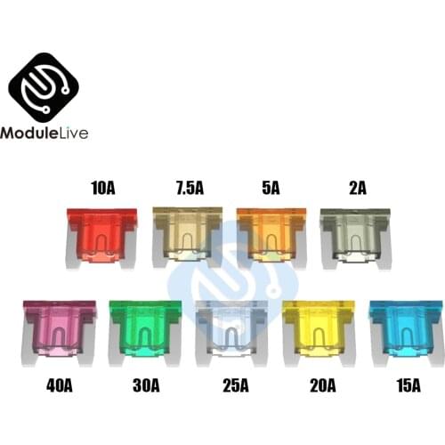 10pcs 2A 5A 7.5A 10A 15A 20A 25A 30A 40A Mini Blade Car Fuses 1X1.1CM Auto fusibles For Car Truck Fuses Crystal Fuse