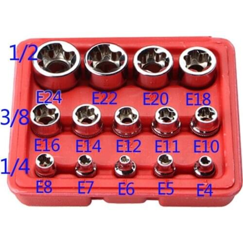 14Pcs E4-24mm E-type 6 flower sleeve Socket Combination wrench car repair tool