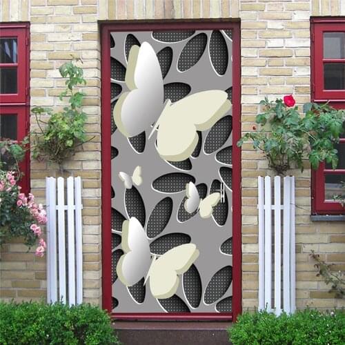2pcs/Set 3D Butterfly Door Sticker Peel and Stick Wallpaper Waterproof Removable Poster Home Decoration Living Room deurposter