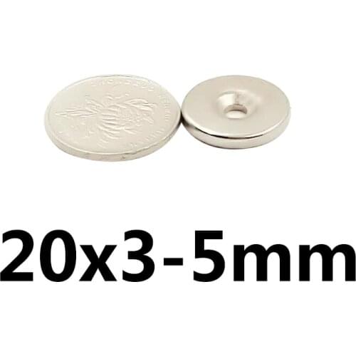 20/30/50PCS 20x3-5 mm N35 Strong Magnets 20*3 mm Hole 5mm Countersunk Neodymium Magnet Permanent NdFeB Magnetic 20*3-5 mm