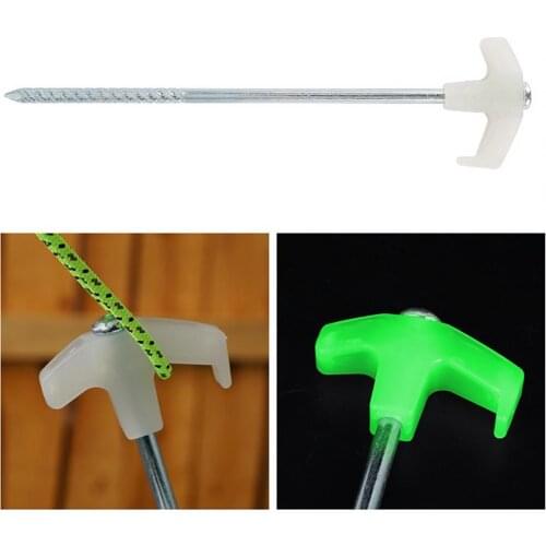 5Pcs Luminous Screw Spike Anti-oxidation Indeformable Accessory Hiking Camping Ground Tent Nails Fluorescent 25CM Rope Nails