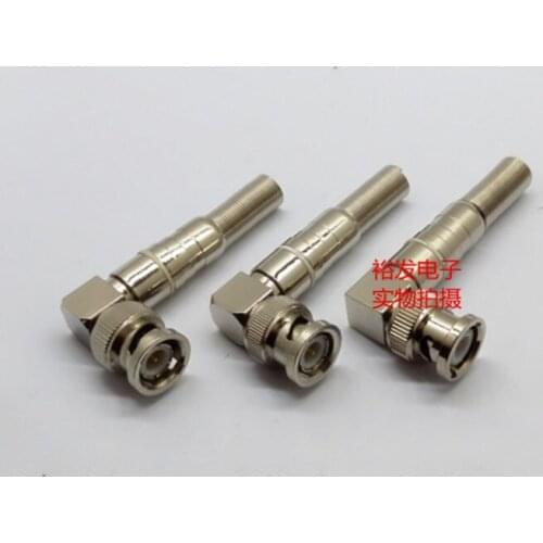 50pcs Pure copper BNC welding elbow 90 degree angle Q9 terminal RF connector DVR equipment video monitoring head 75-5