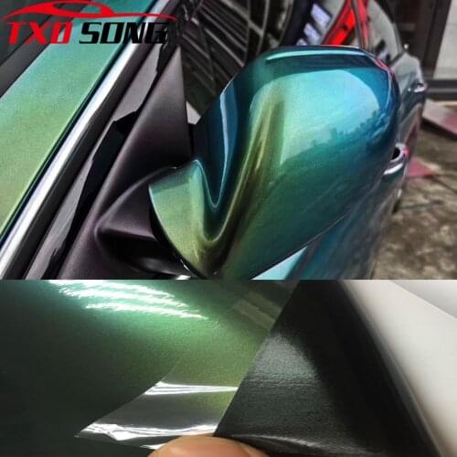 50CM*1M/2M/3M/4M/5M/6M Diamond Gloss Chameleon Pearl Glitter Green Gold Vinyl Sticker Car Wrap Foil DIY Car Stickers Decals
