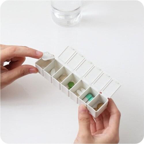 7 Days One Week Small Medicine Pill Case Pill Drug Box Mini Container Dispenser Independent Lattice Plastic Pill Storage Case