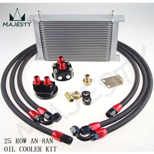 AN-8AN 25 ROW UNIVERSAL FILTER RELOCATION OIL COOLER NYLON BRAIDED OIL LINE KIT BALCK