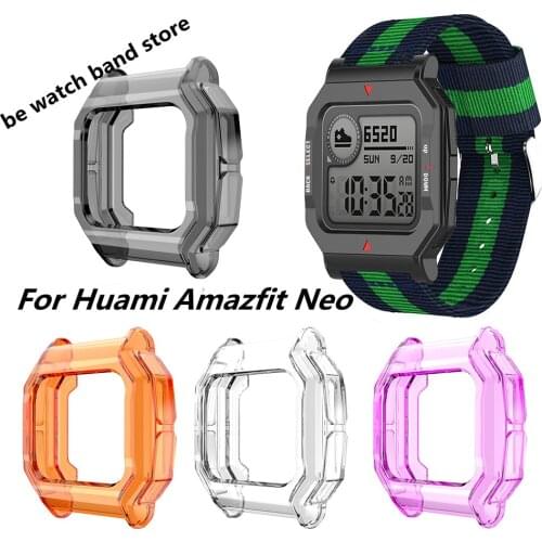 Case For Huami Amazfit Neo Smartwatch Transparent Silicone Bracelet Band Shockproof Watch Cover Sport TPU Protector Shell Frame