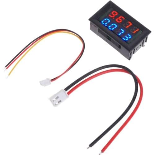 OOTDTY Digital DC Voltmeter Ammeter DC 100V 10A Voltage Current Meter Power Supply Red Blue LED Dual Display