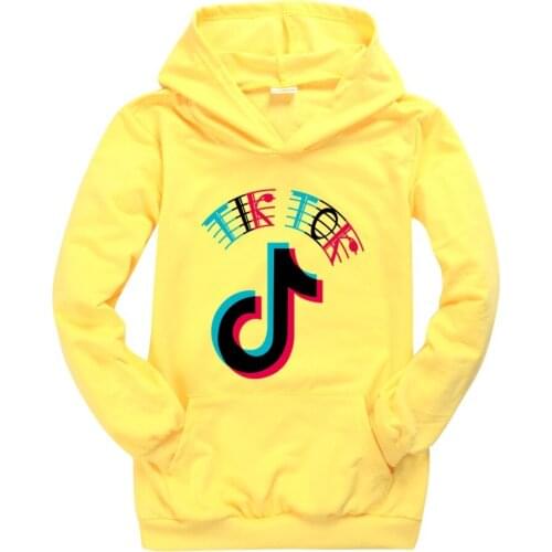 TIK TOK Long Sleeve Children T-Shirts Boys Kids Autumn Kids Girls Tops Children Clothes Cartoon Hooded