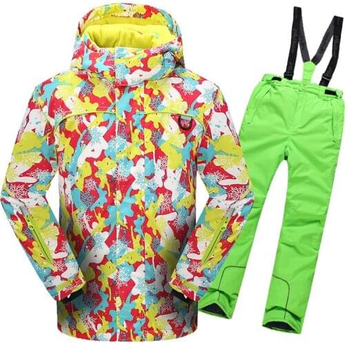 Childrens Snow Ski Suits For Baby Boys Girls Outdoor Wear Hooded Jackets+Bandage Pants Kids Winter Warm Snowboard Coat Sets