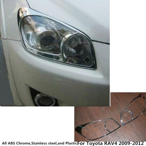 For Toyota RAV4 2009 2010 2011 2012 Car Styling Body Head Front Light Lamp Frame Stick ABS Chrome Cover Trim Moulding 2pcs/Set