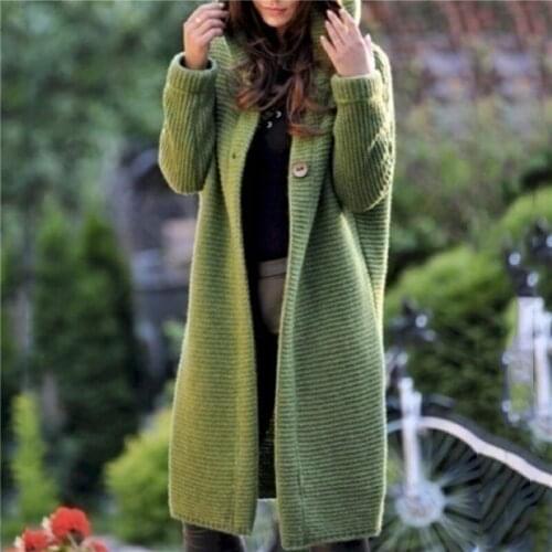 Mid-length Cardigan Hoody Sweater Women Long-sleeved Jacket Autumn Winter 2020 Womens Solid Cardigan Sweaters New
