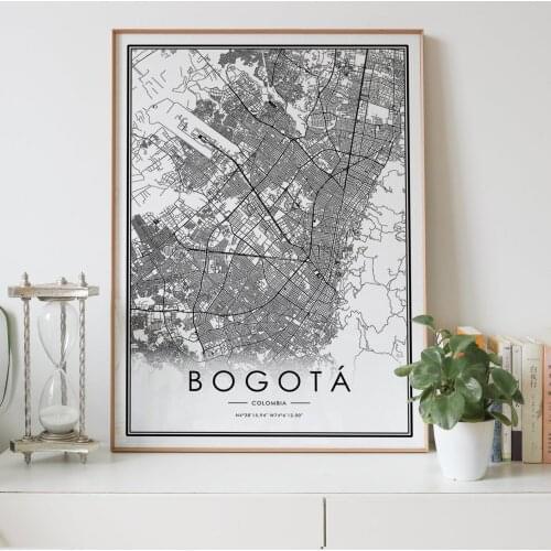 BOGOTÁ city map Nordic Living Room Decoration Canvas Poster Modern Home Decor Art Print Painting