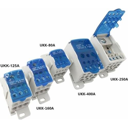 UKK80A 125A 160A 250A 400A 500A Terminal Block 1 in many Out Din Rail distribution Box Universal Electric Wire Connector