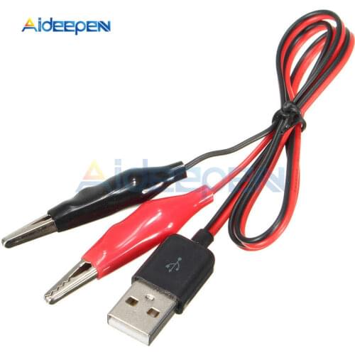 Alligator Test Clips Clamp to USB Male Connector Power Supply Adapter Wire 60cm