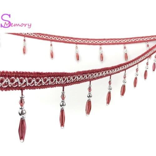 12M Crystal beads Curtain Trim Lace Tassels Europe Curtain Hanging Ball Tie Back Straps Holders Accessories Home Decoration