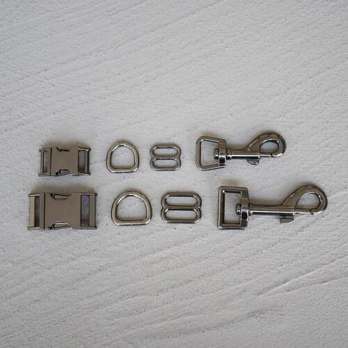 100 Sets 15/20/25mm Gun Black Metal Straps Slider D Ring Release For Pet Dog Collar Paracord Sewing Accessory Strong Hardware